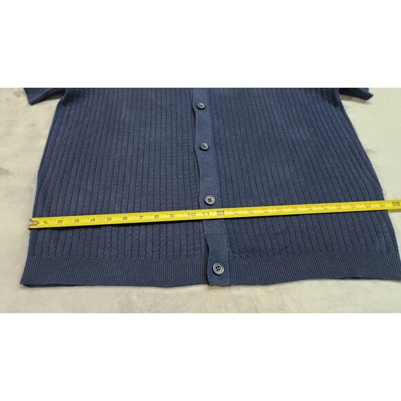 The Commons Men's XL Navy Ribbed Short Sleeve Sweater Button Down Shirt NWT - Picture 9 of 10